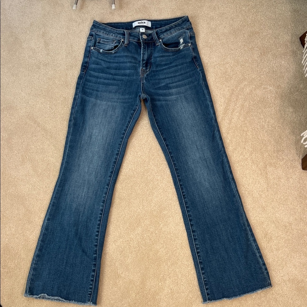 Mica Mid-rise, Raw hem, Flare Jeans, size 26
